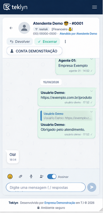 Tela do Teklyn no celular