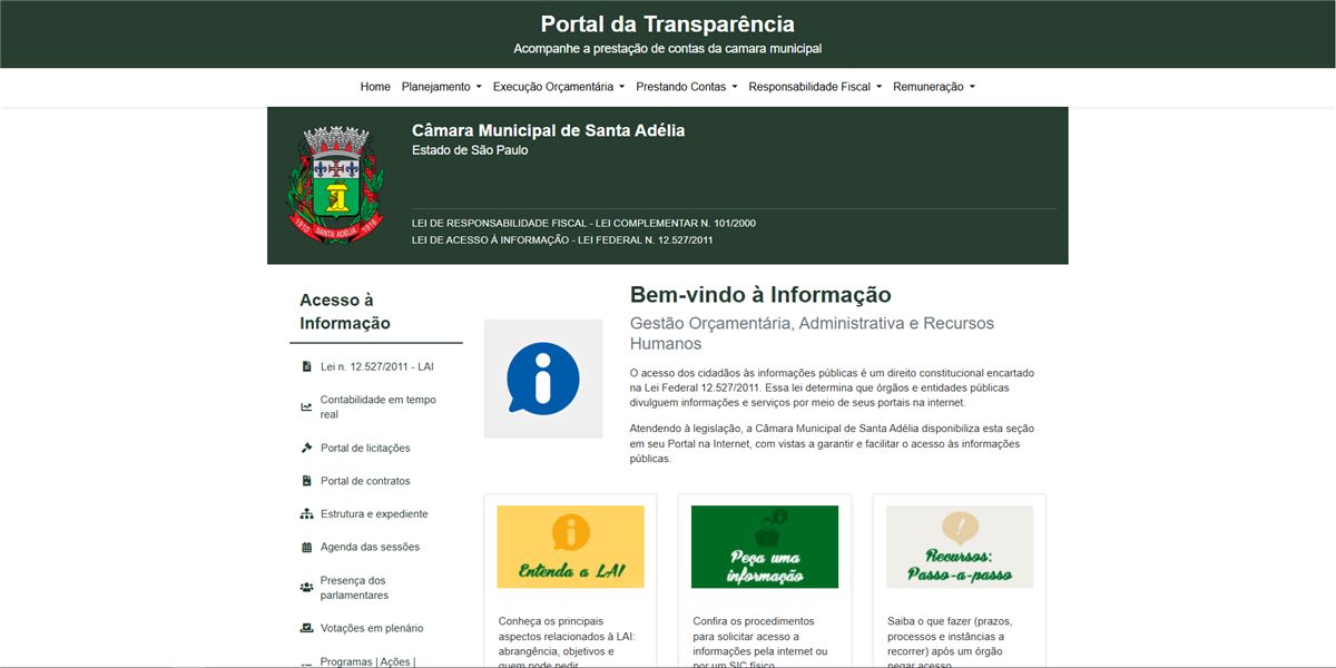 Site Câmara Municipal de Santa Adélia